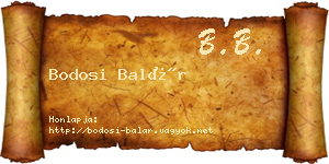 Bodosi Balár névjegykártya